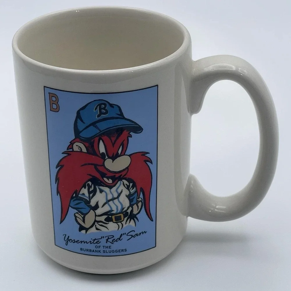 1993 Warner Bros Yosemite Sam Burbank Sluggers Baseball Mug Looney Tunes